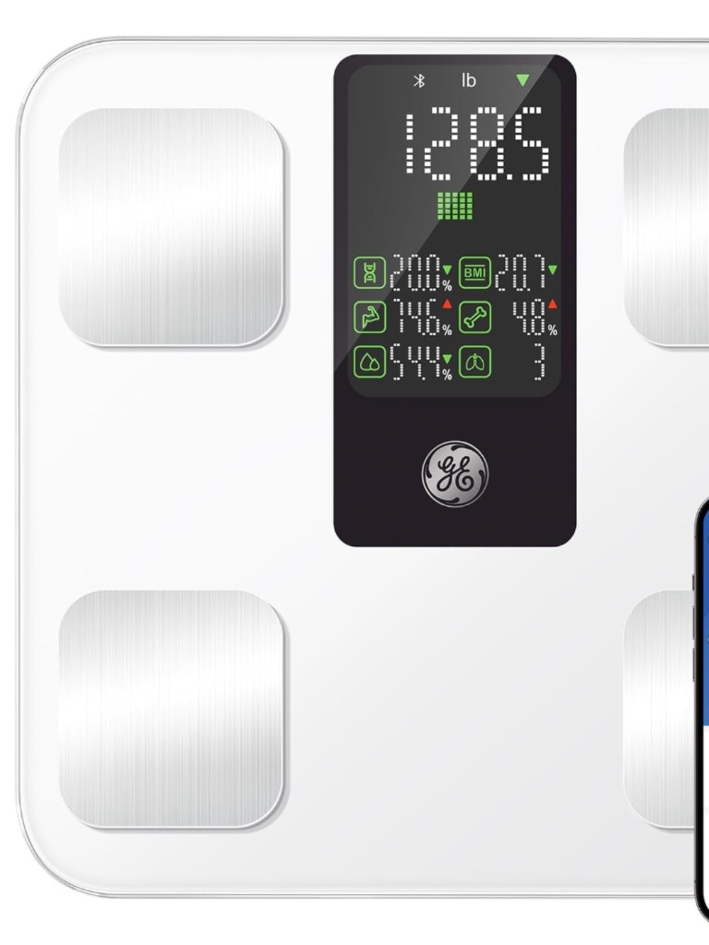 GE Smart Scale for Body Weight, BMI, Body Fat, Muscle Mass, Digital Bathroom